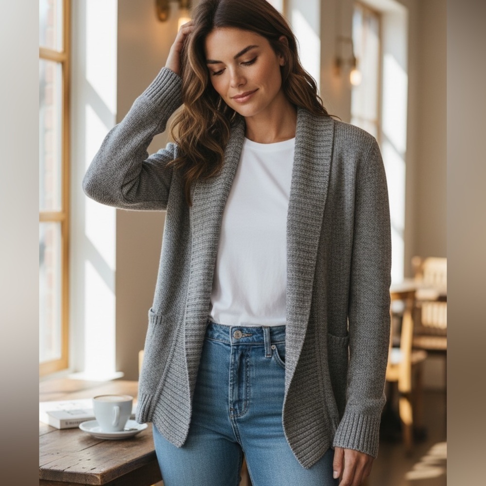 Hugo Boss Women's Gray Cardigan Sweater Elevated Casual Clothing - Size M